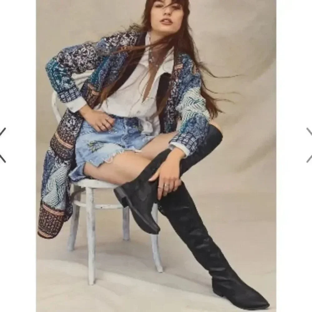 Free People Brenna Over the Knee Boot Black Size 36 NWT